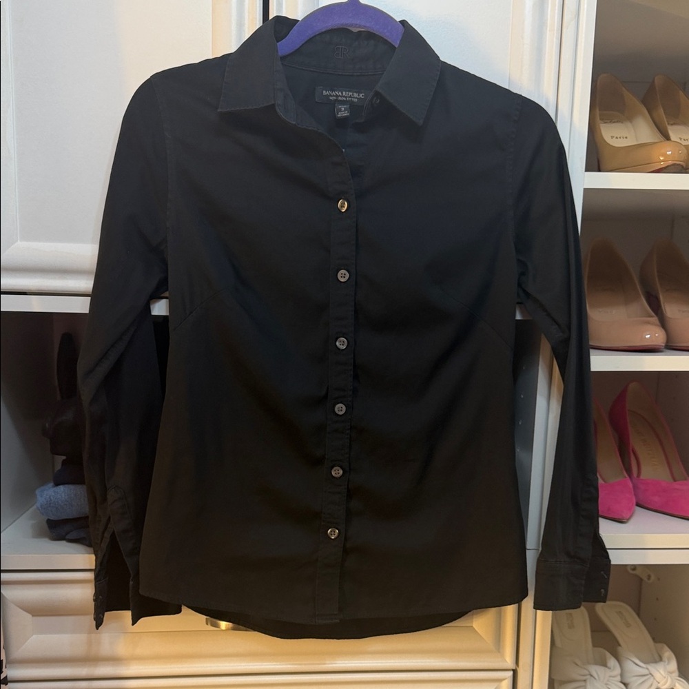 Black Button-Up Women's Top